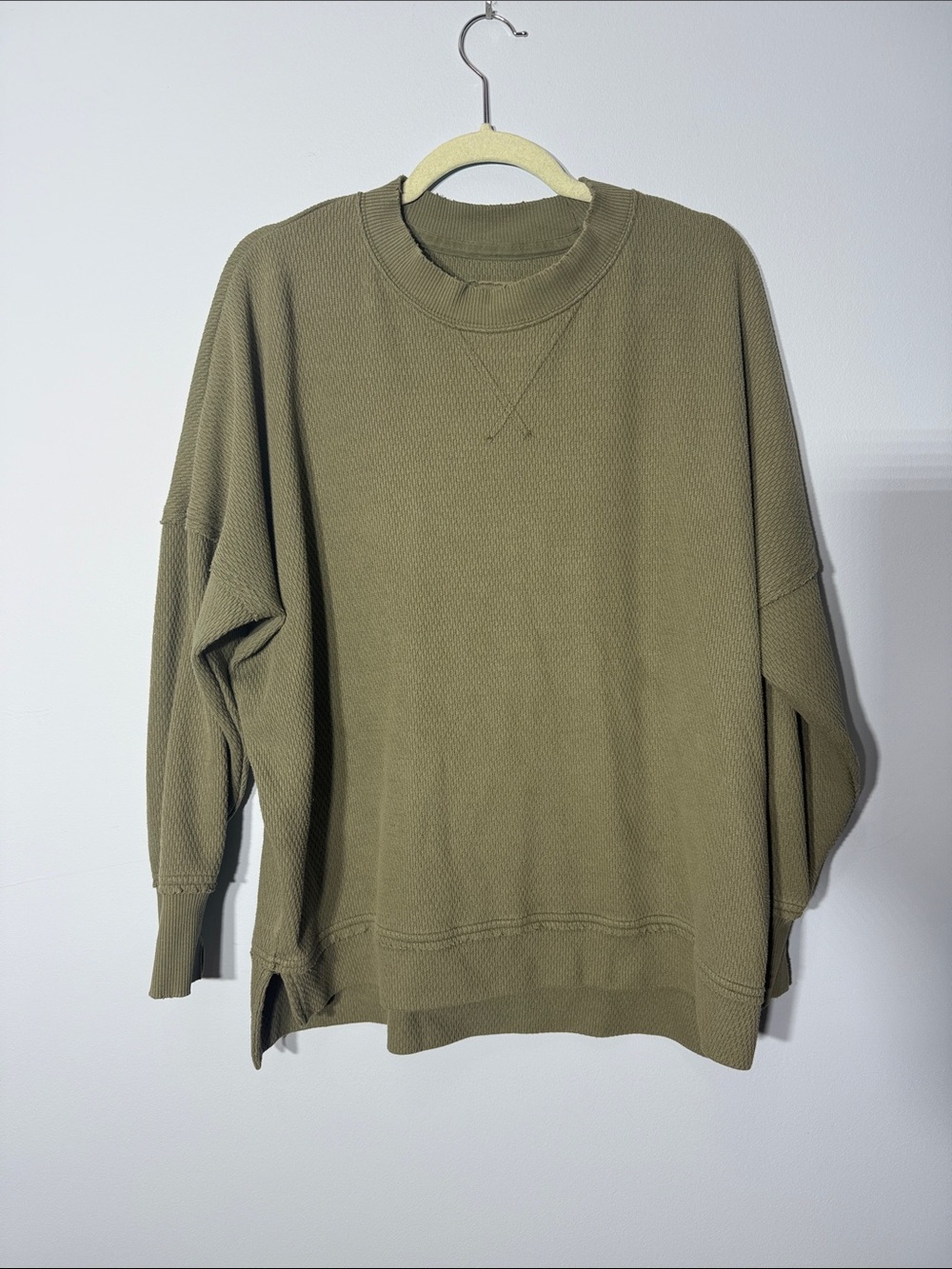 Aerie Crew Neck Pullover Sweater Green XS – Oversized Cozy Knit
